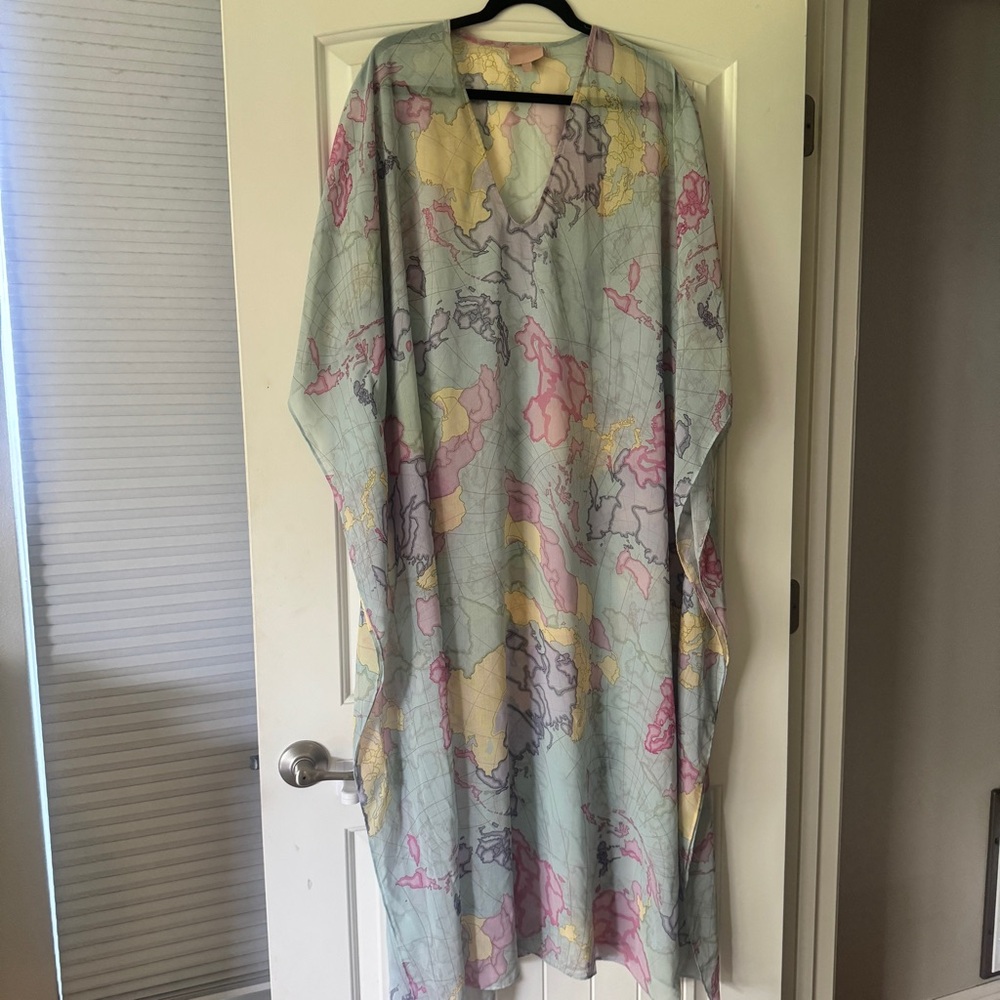 Show Me Your Mumu Trumu World Tour Caftan Dress in Mint, Pink & Yellow
